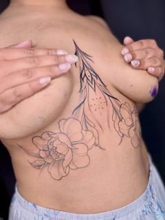 Fine line peony flowers tattoo by @acidartist