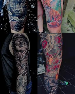 Realism war scene poppies tattoo by @adsnowden_tattoo