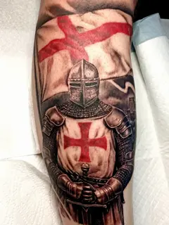 Realism templar knight tattoo by @ade_truemantattoo