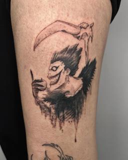 Anime ryuk character tattoo by @angiek.tattoo