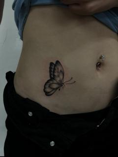 Fine line butterfly tattoo by @alexandraa_tattoos