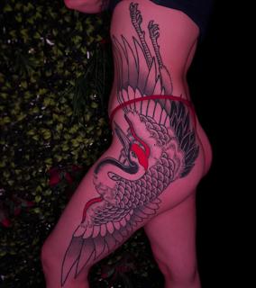 Japanese japanese crane tattoo by @alex_the_tattooer