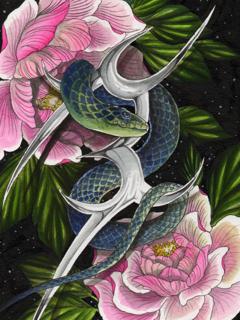 Realism snake and flowers tattoo by @al_xlatattoos