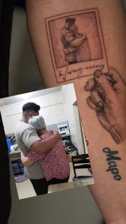 Realism memorial portrait tattoo by @absolute.dots