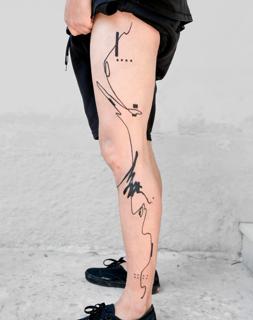 Abstract abstract linework tattoo by @nastya.tatts