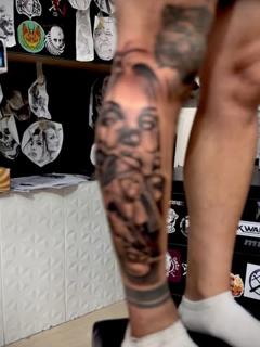 Realism abstract face tattoo by @anduen_la23