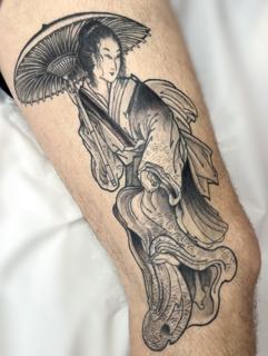 Japanese japanese woman umbrella tattoo by @_annuk_