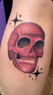 Dotwork glittery skull tattoo by @__annablue