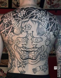 Japanese hannya mask tattoo by @seventhswordtattoo