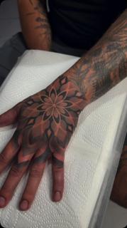 Blackwork mandala pattern tattoo by @astonreynolds