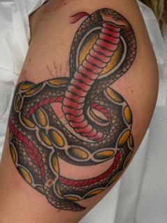 Traditional traditional cobra tattoo by @batter_tattooer