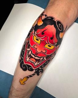 Japanese hannya mask tattoo by @bemuti_tattoos