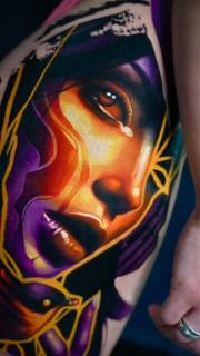 Realism colorful portrait tattoo by @sirtattooart