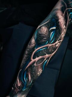 Biomechanical biomechanical abstract tattoo by @boyetattoo