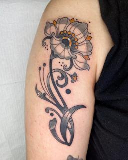 Art nouveau art nouveau flower tattoo by @bitros_tattoo