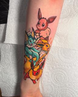 Anime pokemon evolutions tattoo by @codyeaglestattoo