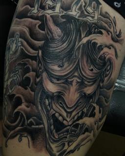 Japanese hannya mask tattoo by @soak_latatt23