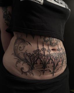 Ornamental ornamental design tattoo by @creepycrawlertattoo