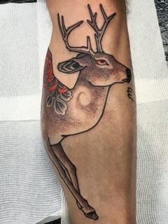 Japanese illustrative japanese deer tattoo by @ilovetattooing