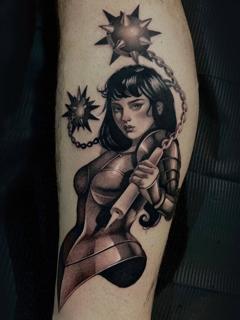 Realism warrior woman tattoo by @danijtattoo