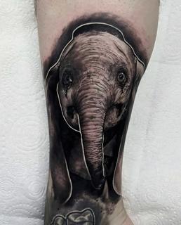 Realism elephant portrait tattoo by @danny_tattooart