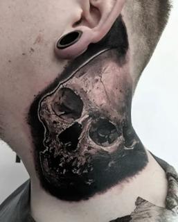 Realism realistic skull tattoo by @danny_tattooart