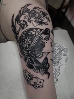 Neo-traditional neo-traditional woman tattoo by @dexnleettattoo