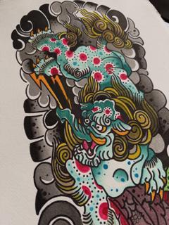 Japanese japanese foo dog tattoo by @dexnleettattoo