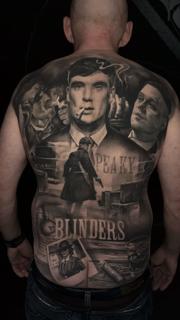 Realism peaky blinders scene tattoo by @dennisblume_tattooist