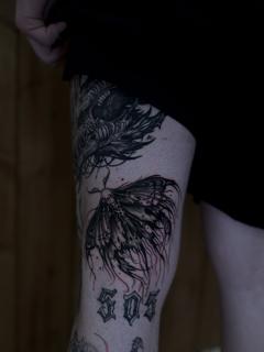 Blackwork moth tattoo by @mickey_lostrez