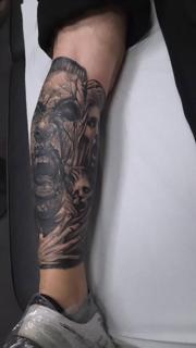 Realism horror faces tattoo by @dreamtattooathens