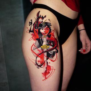 Anime animated warrior tattoo by @dynozartattack