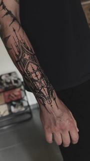 Blackwork gothic architecture tattoo by @jelene_tattoo