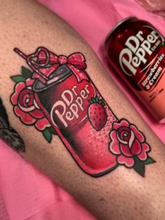Illustrative dr pepper can tattoo by @emmaelizabethtattoo