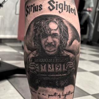 Realism mugshot portrait tattoo by @endrilazaj