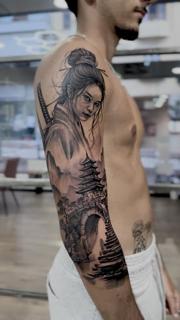 Realism samurai woman tattoo by @enopolovina