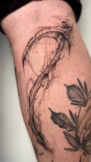 Illustrative abstract scythe tattoo by @rotten_soull