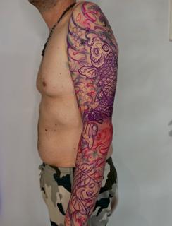 Japanese koi fish tattoo by @evanthiee