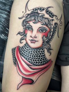 Neo-traditional neo-traditional woman tattoo by @billie_p_