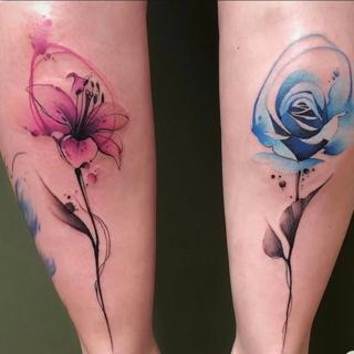 Watercolor watercolor flowers tattoo by @foxytattooartist