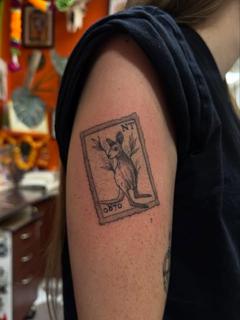Linework stamp kangaroo tattoo by @gayle.inklore