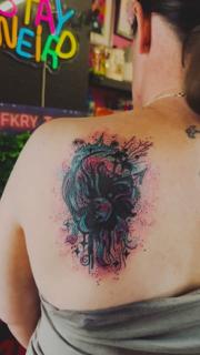 Illustrative abstract skull tattoo by @fkry_tattoo