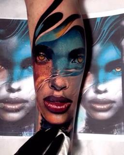 Realism abstract portrait tattoo by @daskgeorge
