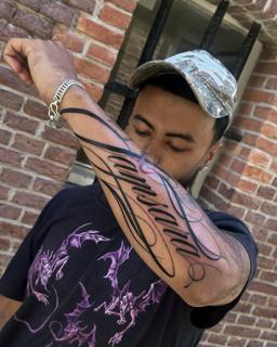 Lettering script lettering tattoo by @_kizal
