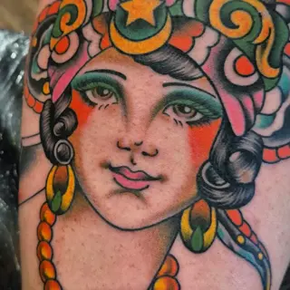 Neo-traditional neo-traditional woman tattoo by @georgiamarshalltattoo