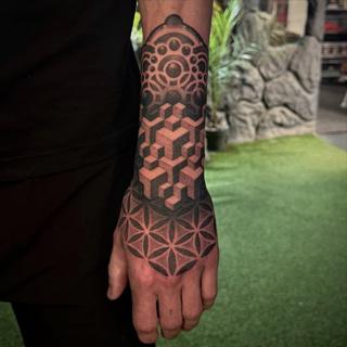 Geometric geometric pattern tattoo by @deadstuffanddots