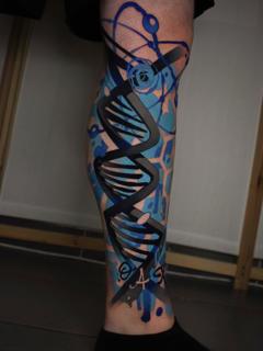 Illustrative dna strand tattoo by @gerowave_tattoo