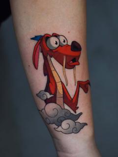 Anime cartoon dragon tattoo by @gerowave_tattoo