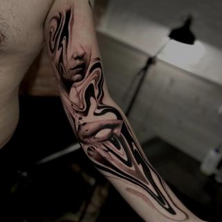 Realism abstract face tattoo by @_mikotattoo