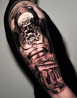 Realism greek god tattoo by @painciler